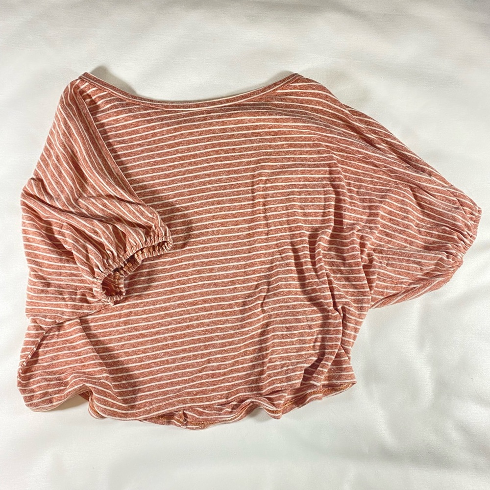 Free people rouched sleeve top striped S